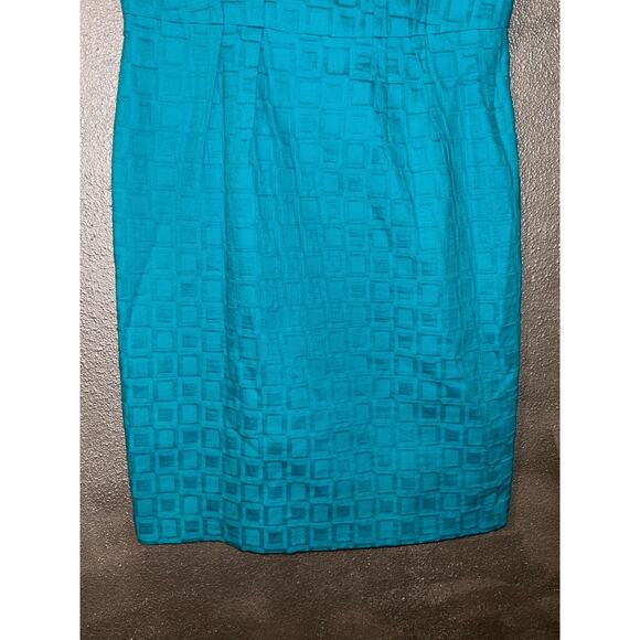 Taylor Teal Preppy Academia Textured Floret Sleeveless Sheath Dress 10 - Picture 3 of 8